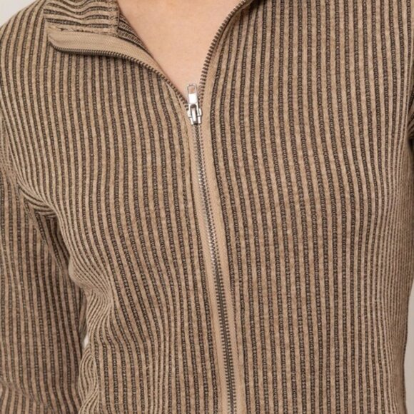 Carla Striped Zip-Up Knit Top - Picture 6 of 9